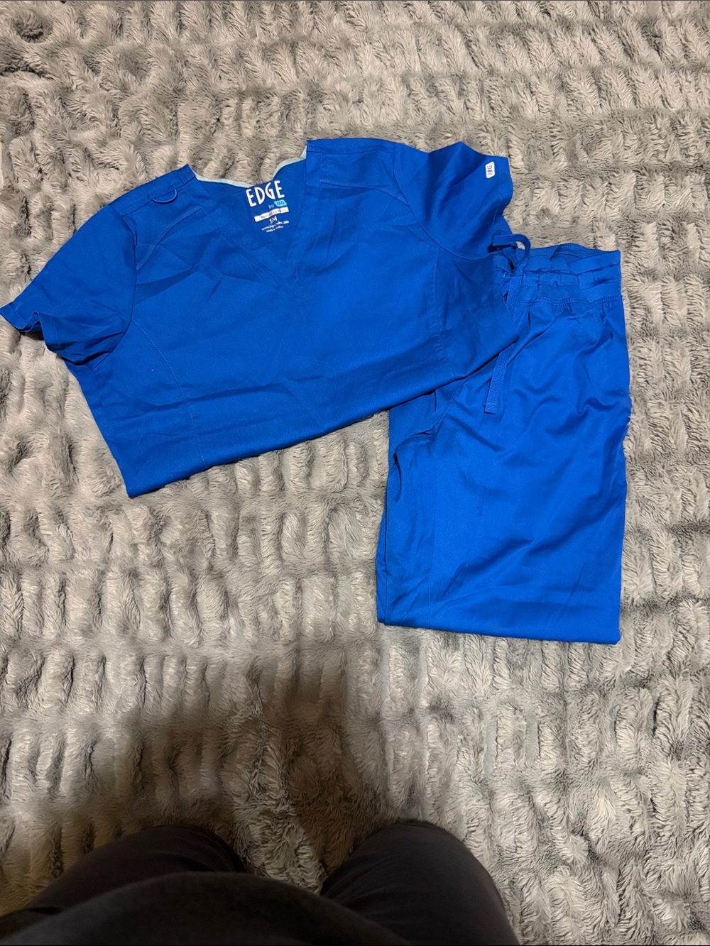 edge Bright Blue V-Neck Scrub Top and Drawstring Pants
